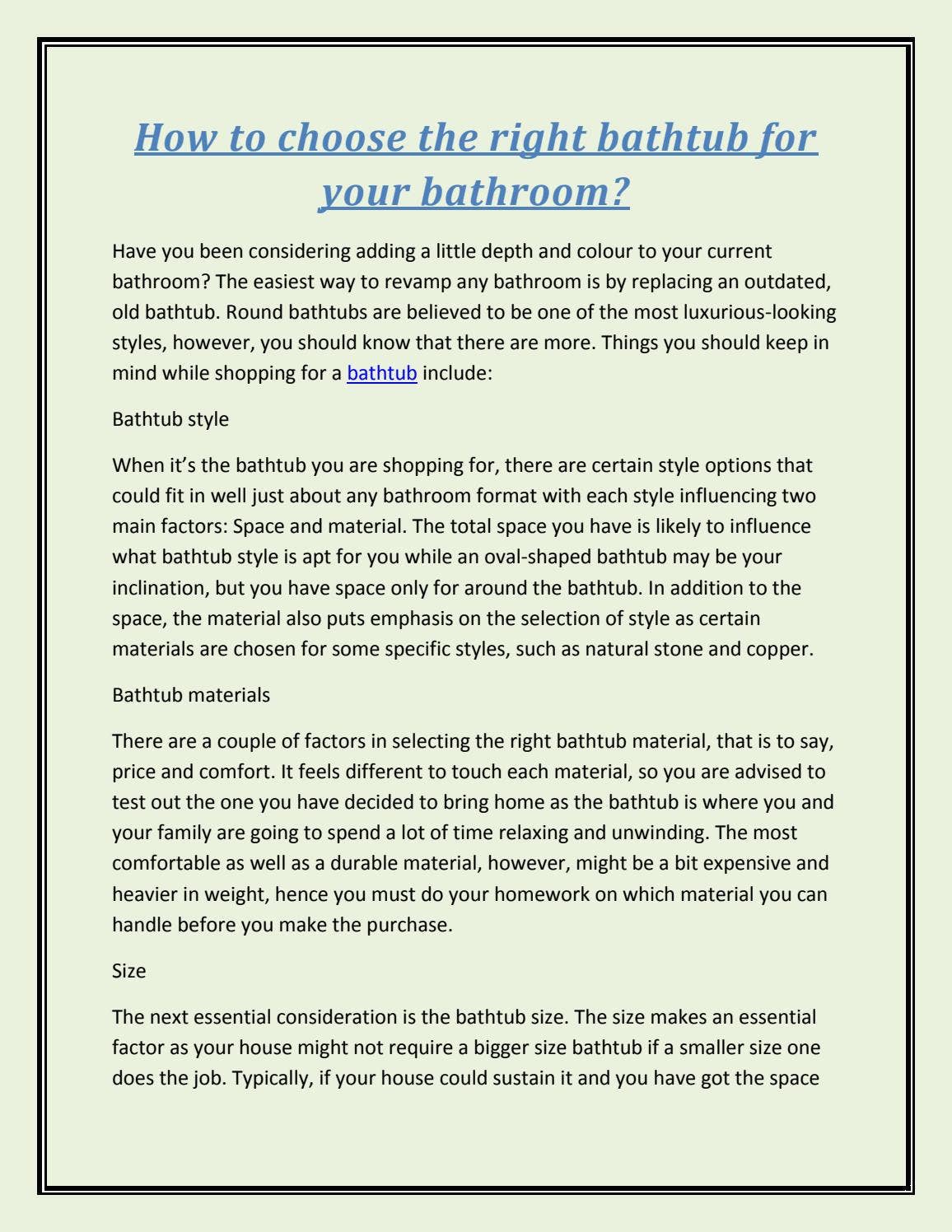 How to choose the right bathtub for your bathroom? by Austpek Bathrooms ...