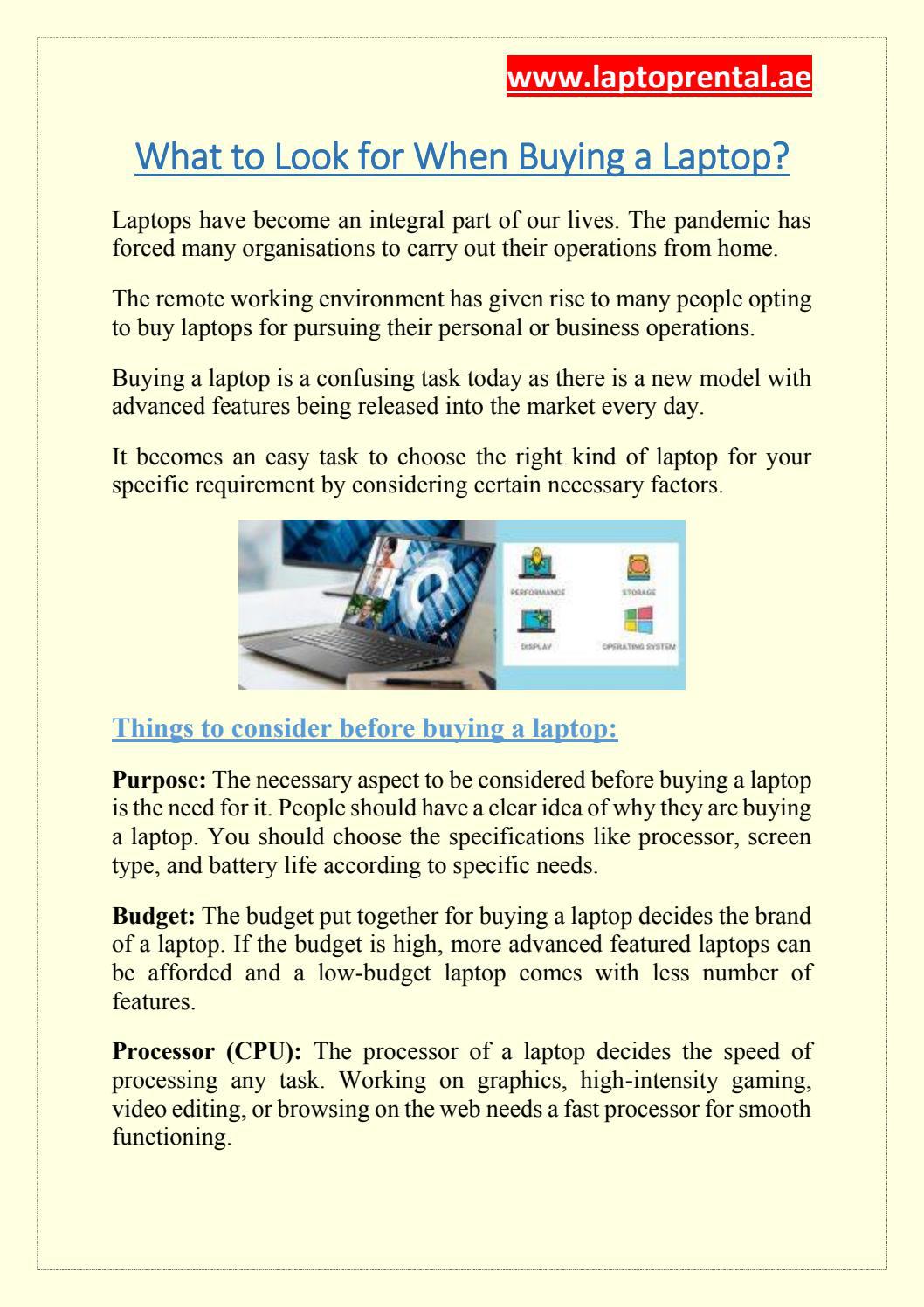 What to Look for When Buying a Laptop? by LaptopRental_ae Issuu