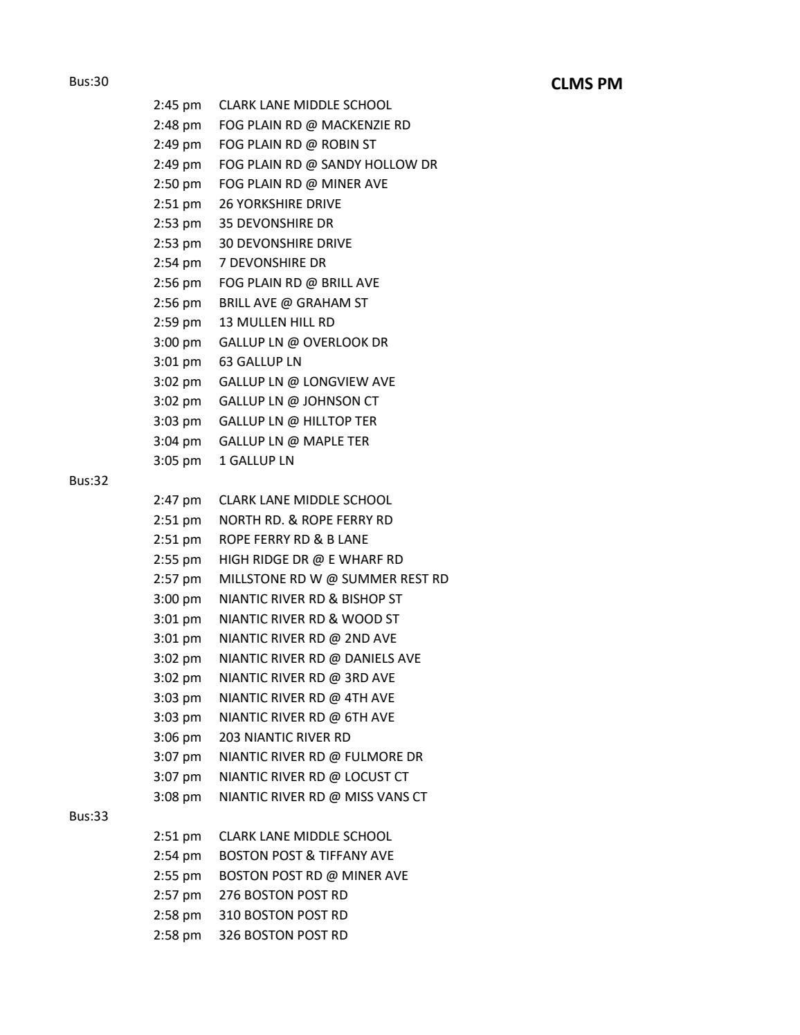 Clark Lane Middle School PM Bus Route by Waterford Public Schools Issuu