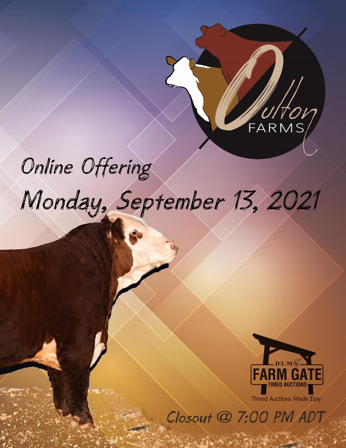 Oulton Farms "The Online Offering" Sale DLMS FarmGate Timed Online
