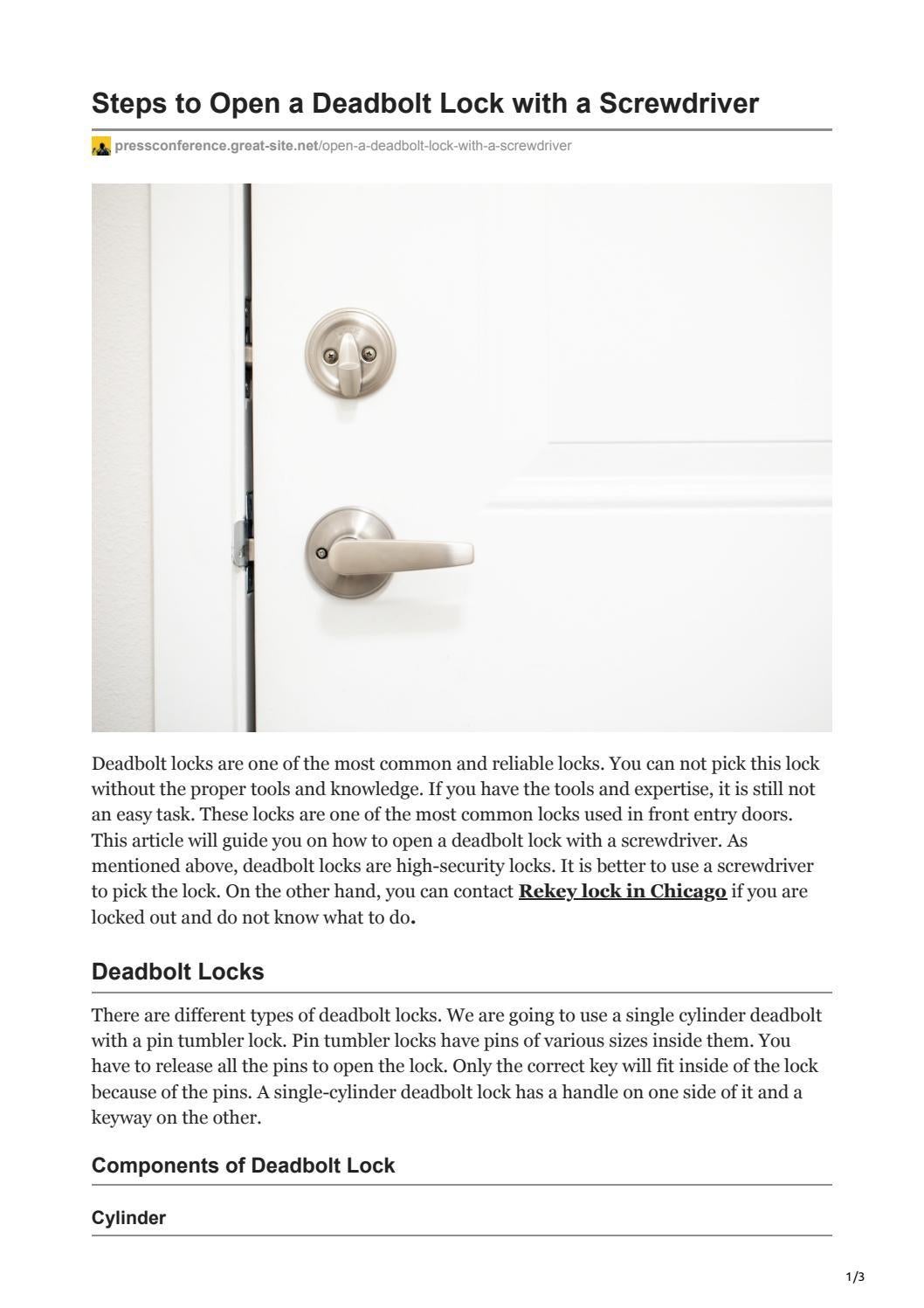 Steps to Open a Deadbolt Lock with a Screwdriver by DVS Locksmith Issuu