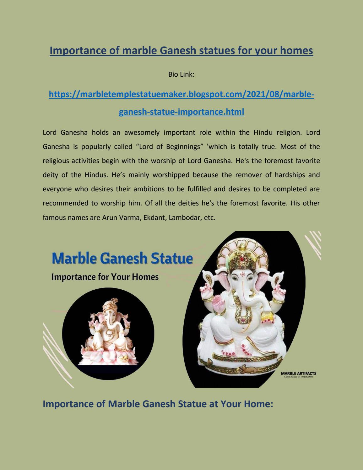 Importance of Marble Ganesh Statue for Your Homes by marbletemples Issuu