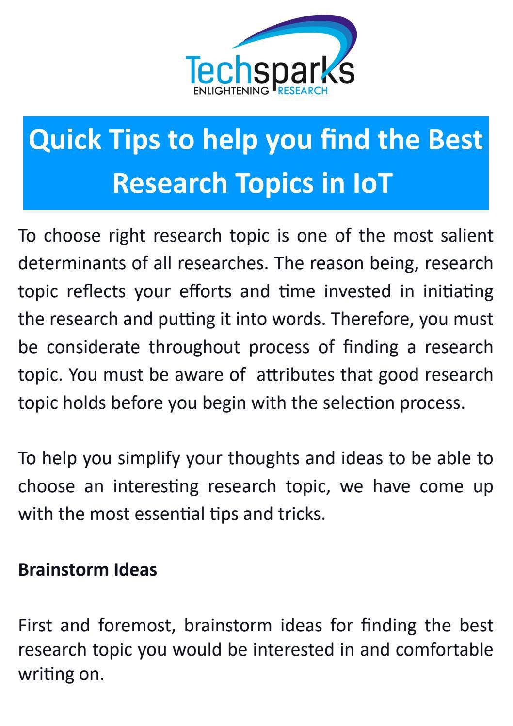Quick Tips to help you find the Best Research Topics in IOT by ...