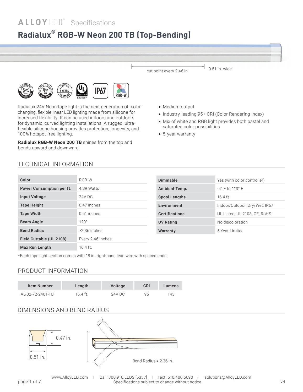 Radialux® Neon 200 TB Specification Sheet by Alloy LED - Issuu