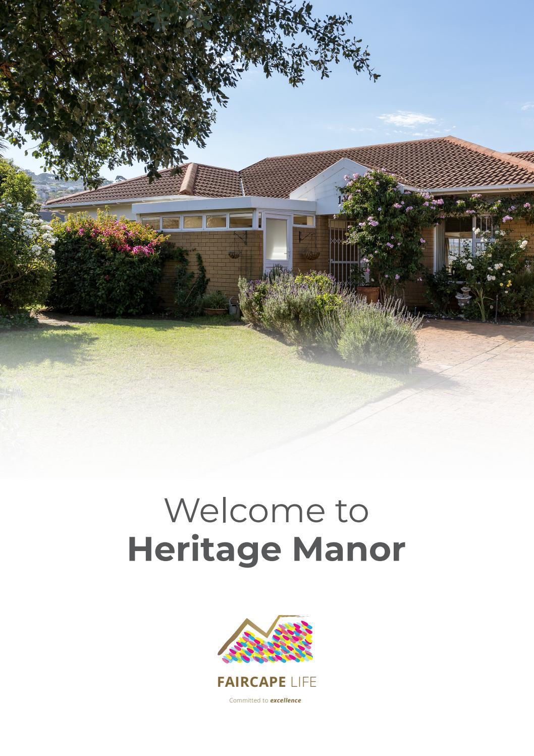 Heritage Manor Brochure August 2021 by FaircapeGroup Issuu