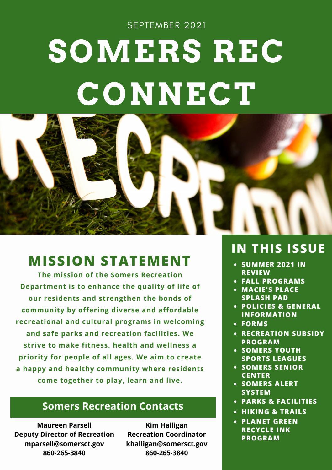 Somers Rec Connect September 2021 by Somers Recreation Department Issuu