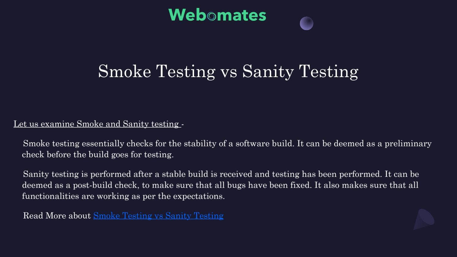 Smoke Testing vs Sanity Testing by Webomates INC - Issuu