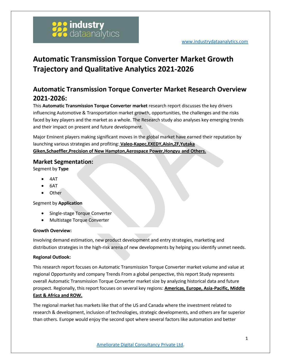 Automatic Transmission Torque Converter Market Growth, Trends And Forecast by rohan nale Issuu