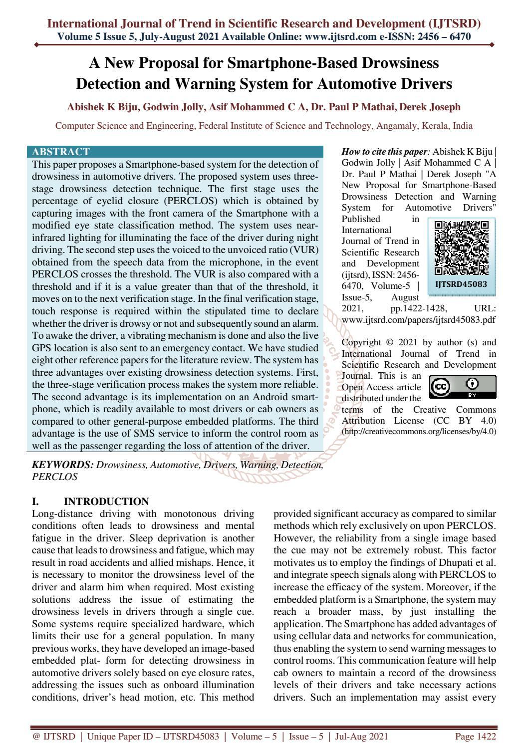 A New Proposal For Smartphone Based Drowsiness Detection And Warning System For Automotive 