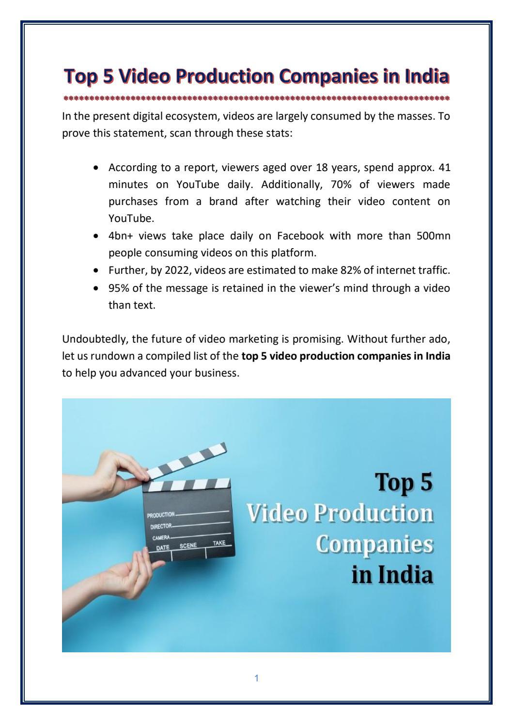 Top 5 Video Production Companies in India by Motion Matrix Media Issuu