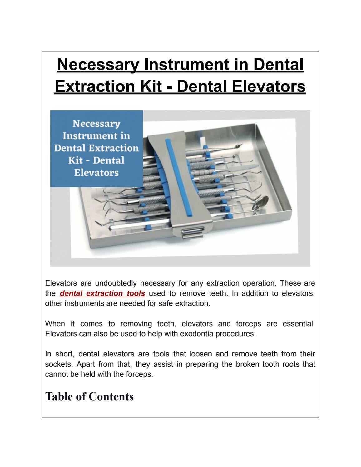 Important Instrument in Dental Extraction Kit Dental Elevators by TBS