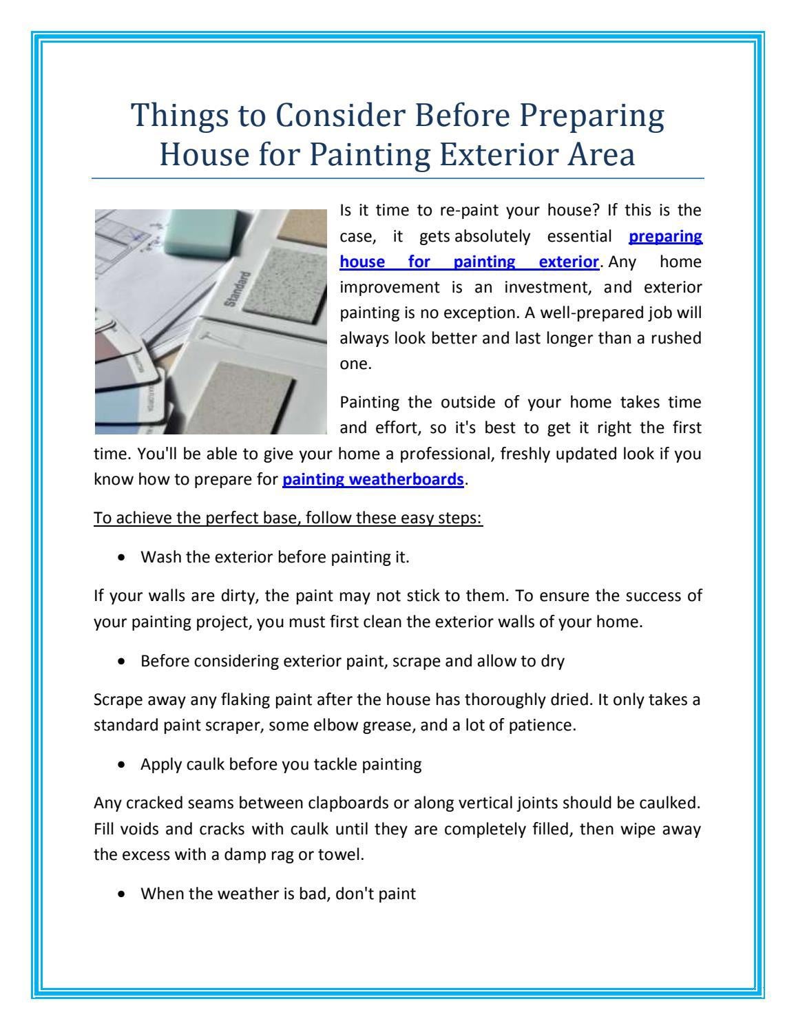 Things to Consider Before Preparing House for Painting Exterior Area by