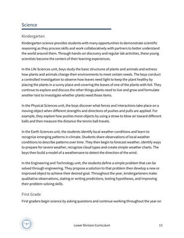The Allen-Stevenson 教育 | Lower Division Curriculum 第 13 页