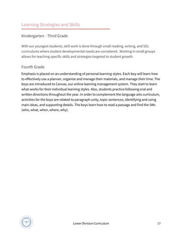 The Allen-Stevenson 教育 | Lower Division Curriculum 第 17 页