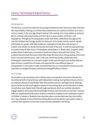 The Allen-Stevenson 教育 | Lower Division Curriculum 第 18 页