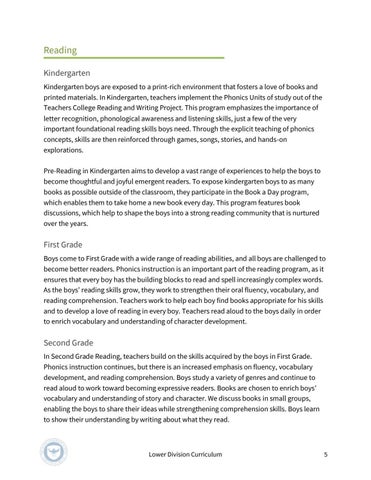 The Allen-Stevenson 教育 | Lower Division Curriculum 第 5 页