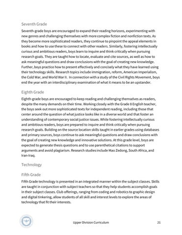 The Allen-Stevenson 教育 | Upper Division Curriculum 第 21 页