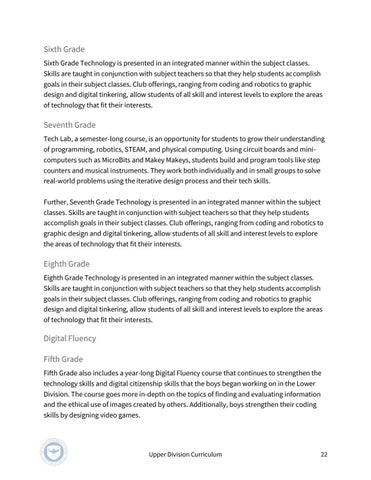 The Allen-Stevenson 教育 | Upper Division Curriculum 第 22 页
