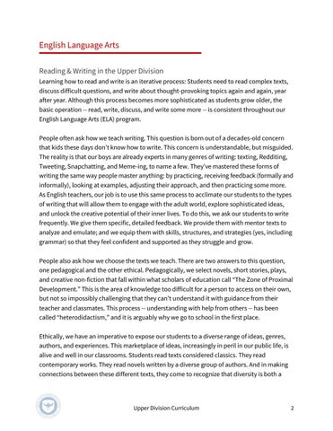 The Allen-Stevenson 教育 | Upper Division Curriculum 第 2 页