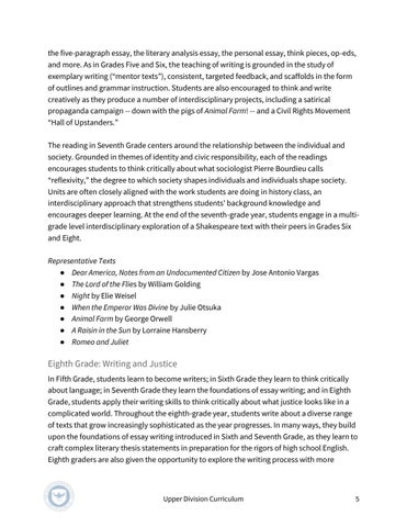 The Allen-Stevenson 教育 | Upper Division Curriculum 第 5 页