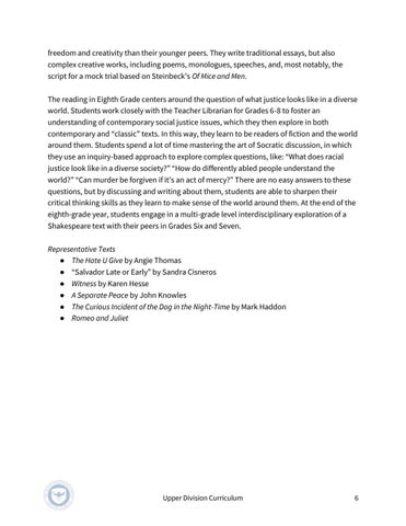 The Allen-Stevenson 教育 | Upper Division Curriculum 第 6 页