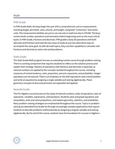 The Allen-Stevenson 教育 | Upper Division Curriculum 第 7 页