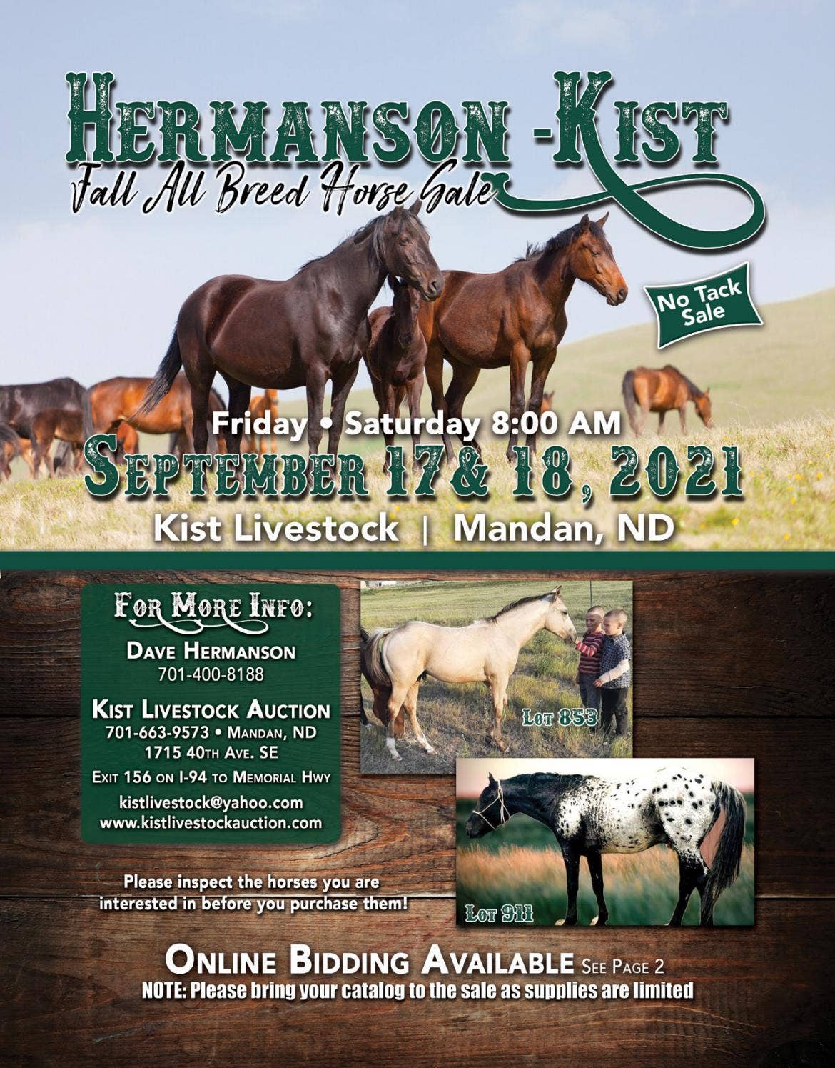 HermansonKist Fall AllBreed Horse Sale // Sept 1719, 2021 by Tri
