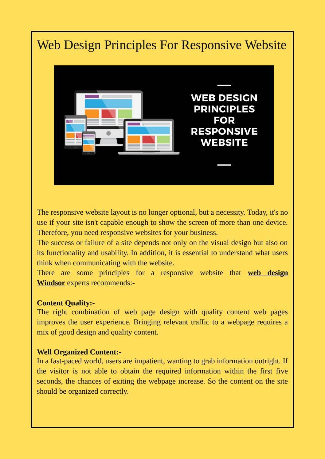 Web Design Principles For Responsive Website by Websterz Technology - Issuu