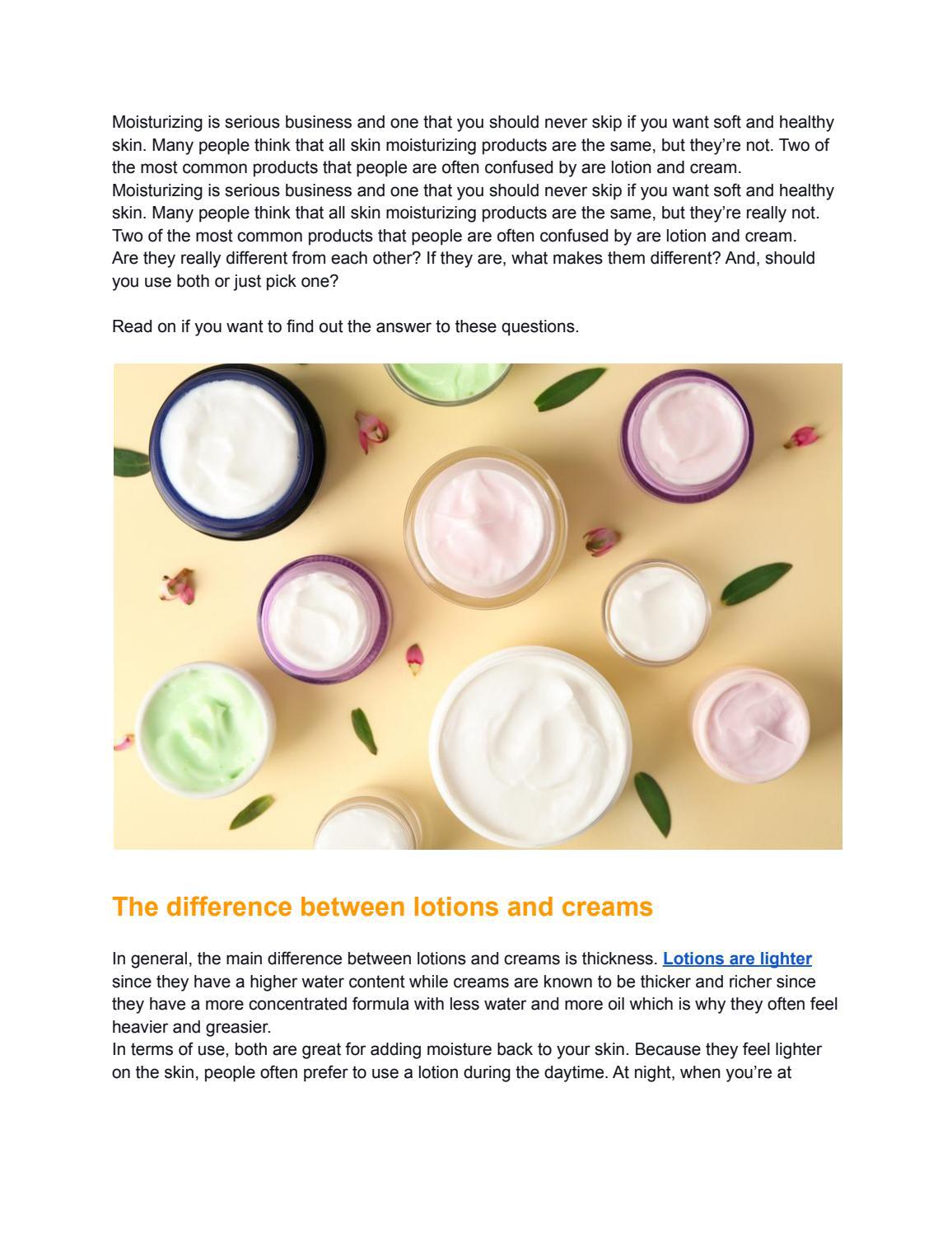 What is the difference between Lotion and Cream Parfumerie Eternelle