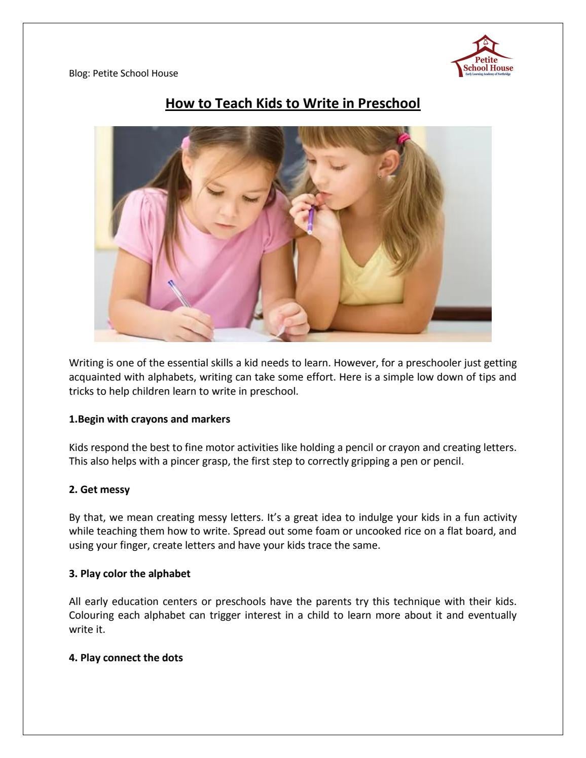 How to Teach Kids to Write in Preschool by Petite School House - Issuu