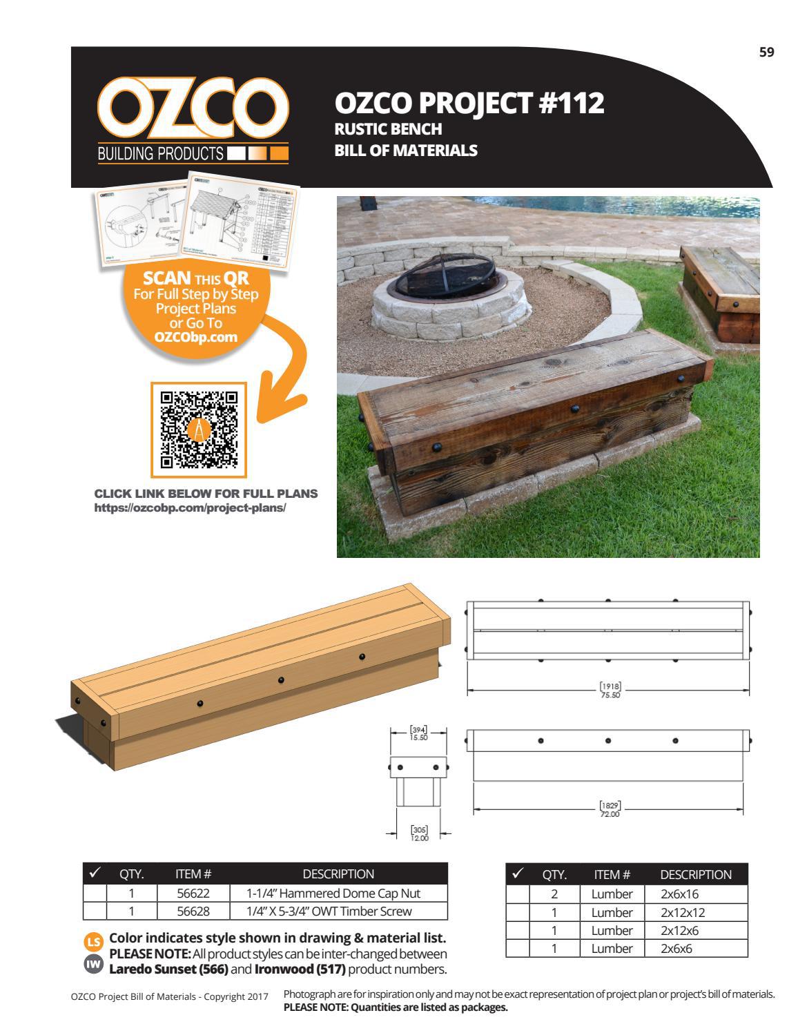 OZCO BOM Rustic Bench 112 by OZCO Building Products Issuu