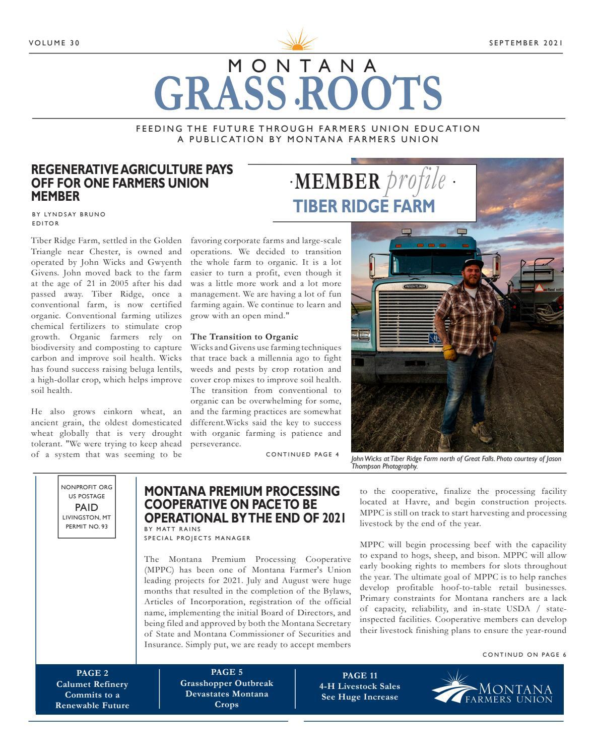 September 2021 Edition of Montana Grassroots by Montana Farmers Union