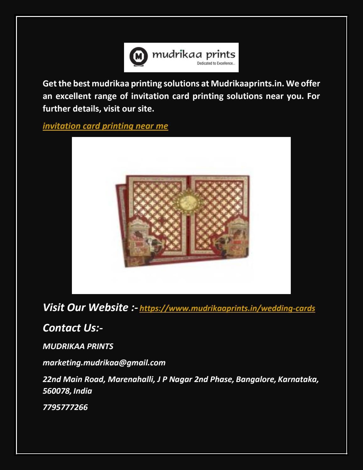 Invitation Card Printing Near Me Mudrikaaprints.in by Ltd Issuu