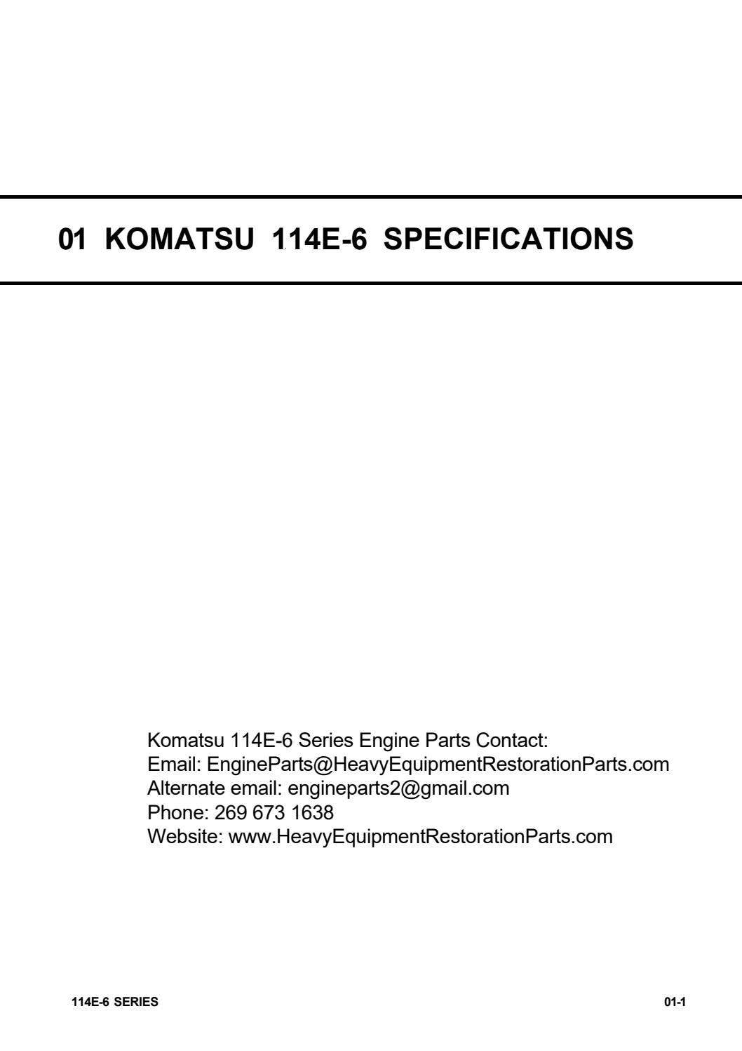 Komatsuさま専用 Komatsu 114E-6 SAA6D114E-6 Specifications by engineparts2 - Issuu