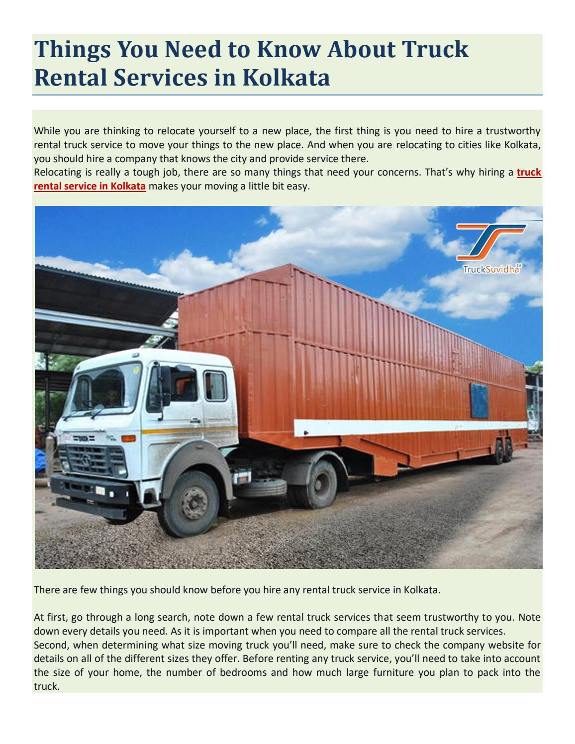 Things You Need to Know About Truck Rental Services in Kolkata by Truck