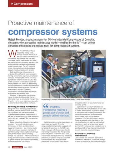 Proactive maintenance of compressor systems