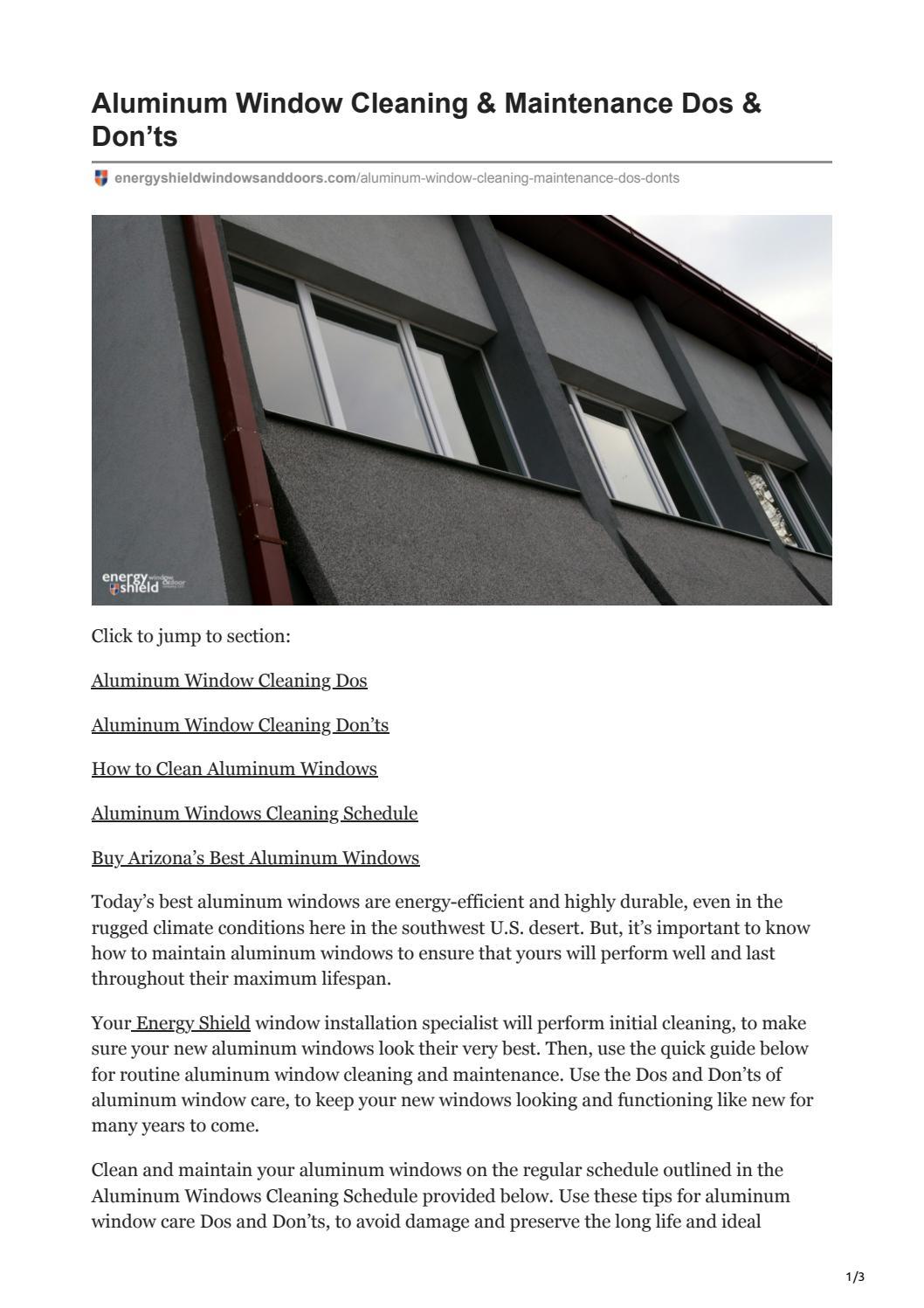 Aluminum Window Cleaning & Maintenance Dos & Don'ts by Energy Shield