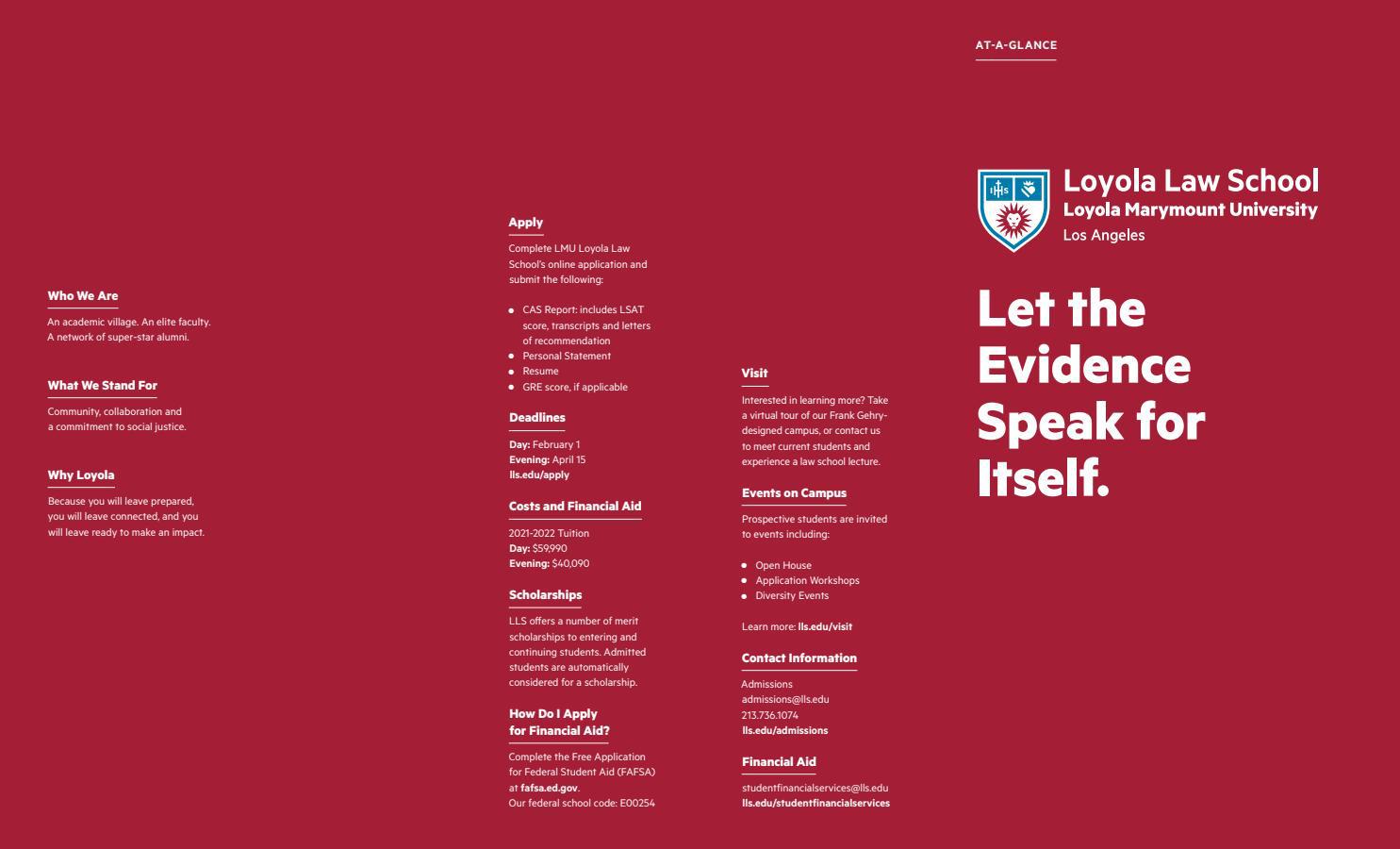 LMU Loyola Law School AtAGlance Brochure by LMU Loyola Law School Issuu