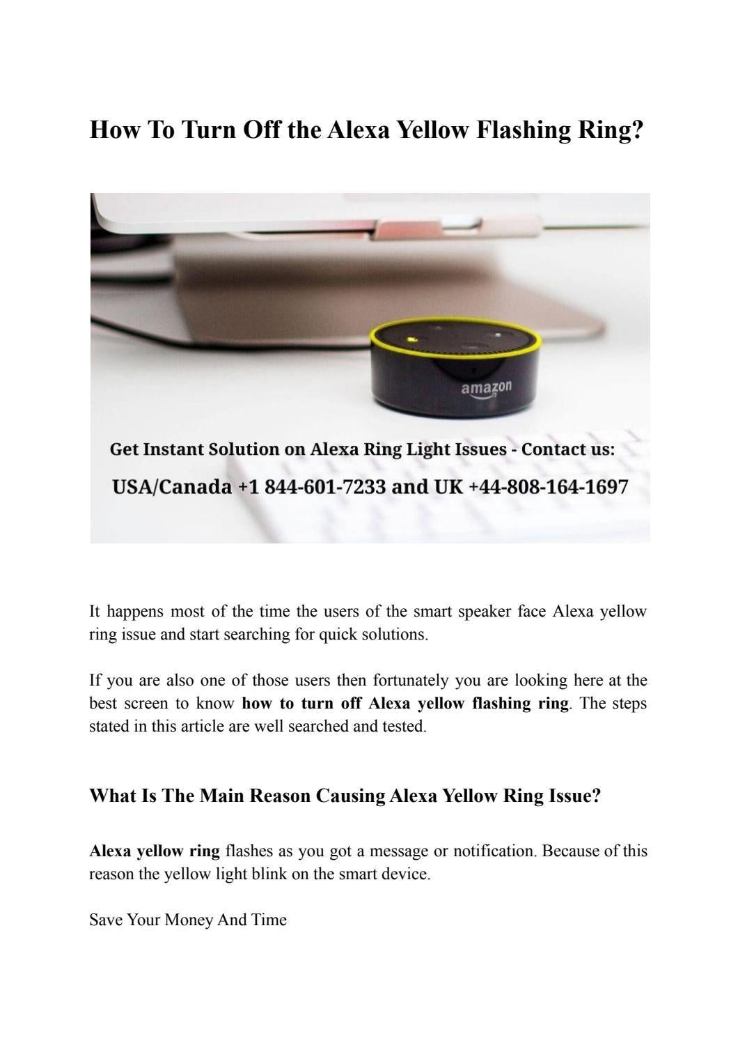 How To Turn Off the Alexa Yellow Flashing Ring? by alexahelplinenumber