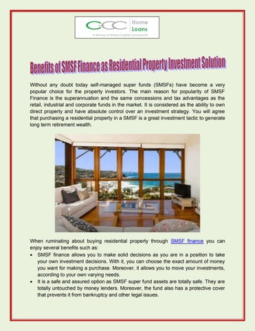 Benefits of SMSF Finance by GCC Home Loans - Issuu