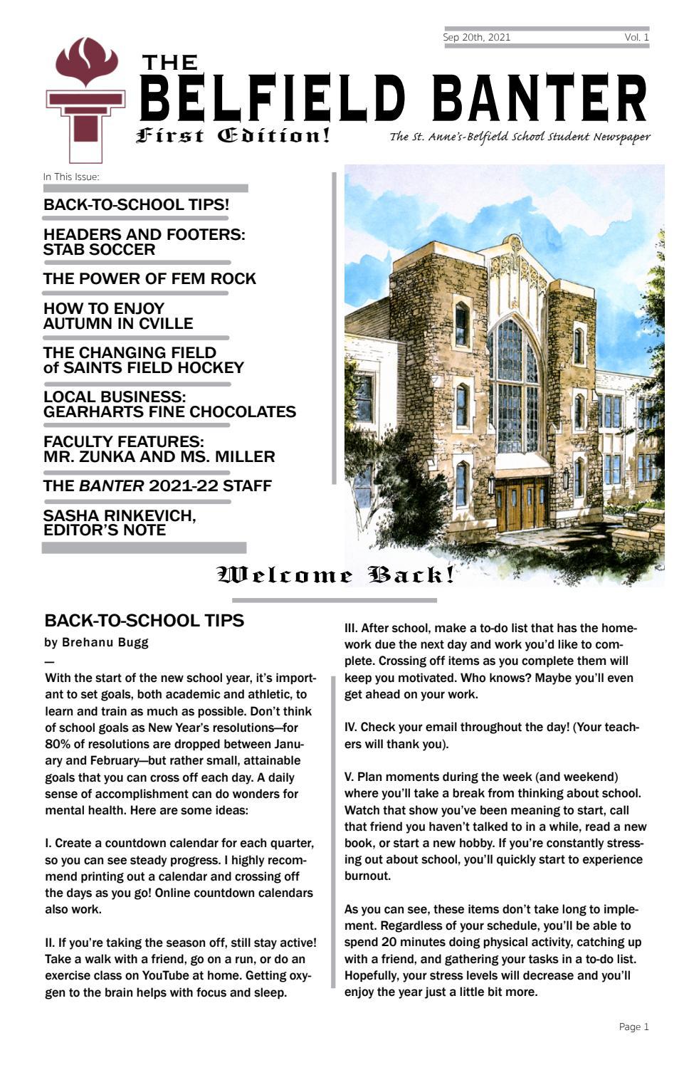 Belfield Banter 202122 Issue 1 by St. Anne'sBelfield School Issuu