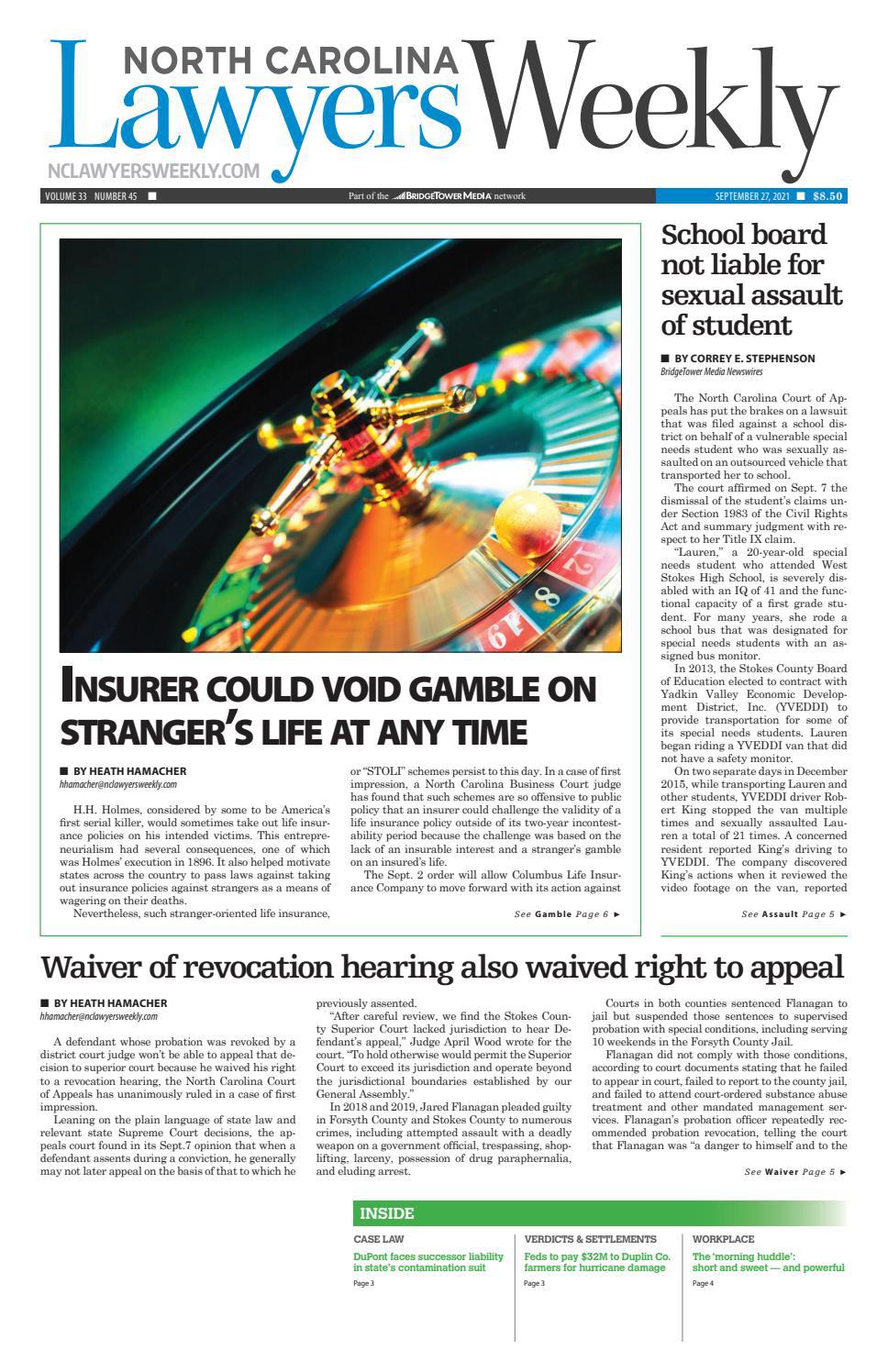 North Carolina Lawyers Weekly 92721 by SC Biz News Issuu