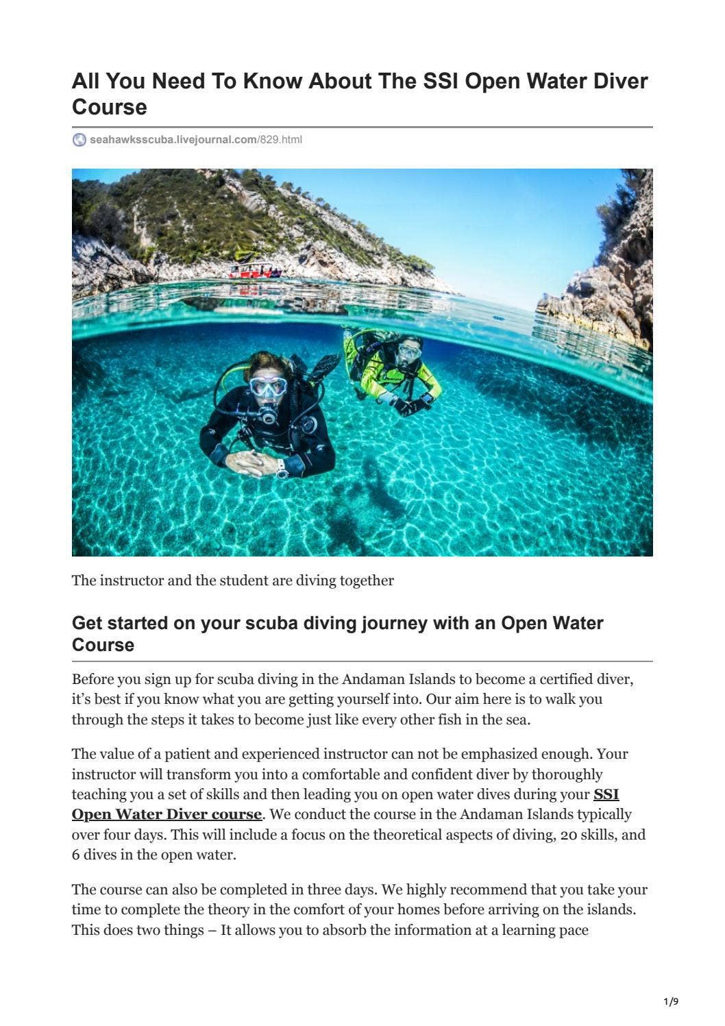 All You Need To Know About The SSI Open Water Diver Course by Debal Deb ...