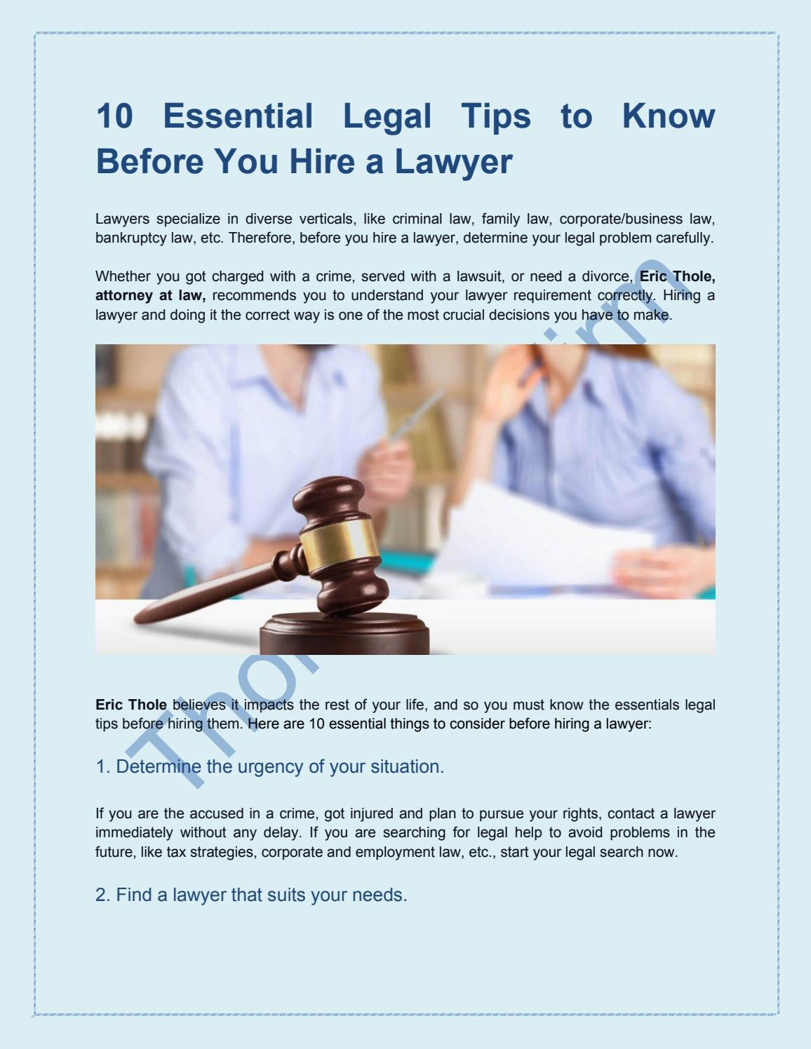 10 Essential Legal Tips to Know Before You Hire a 