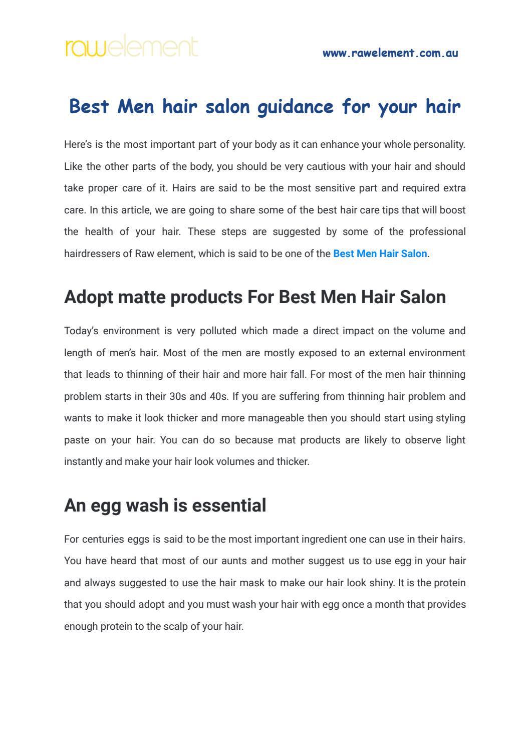 Best Men hair salon guidance for your hair by Raw Element Hair