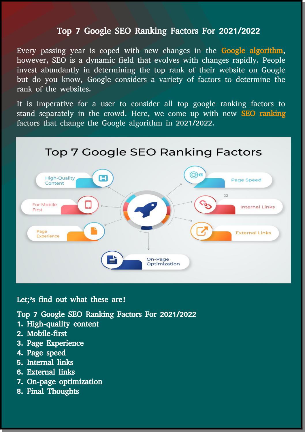 top 7 google seo ranking factors by Kashtbhanjan Digital - Issuu