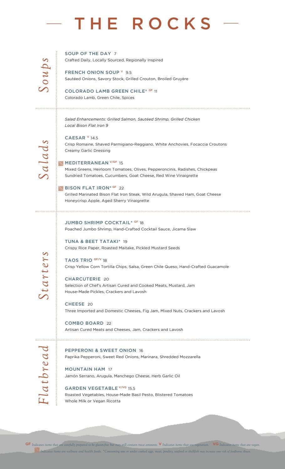 Rocks Dinner Menu by gardenofthegodsresortandclub - Issuu