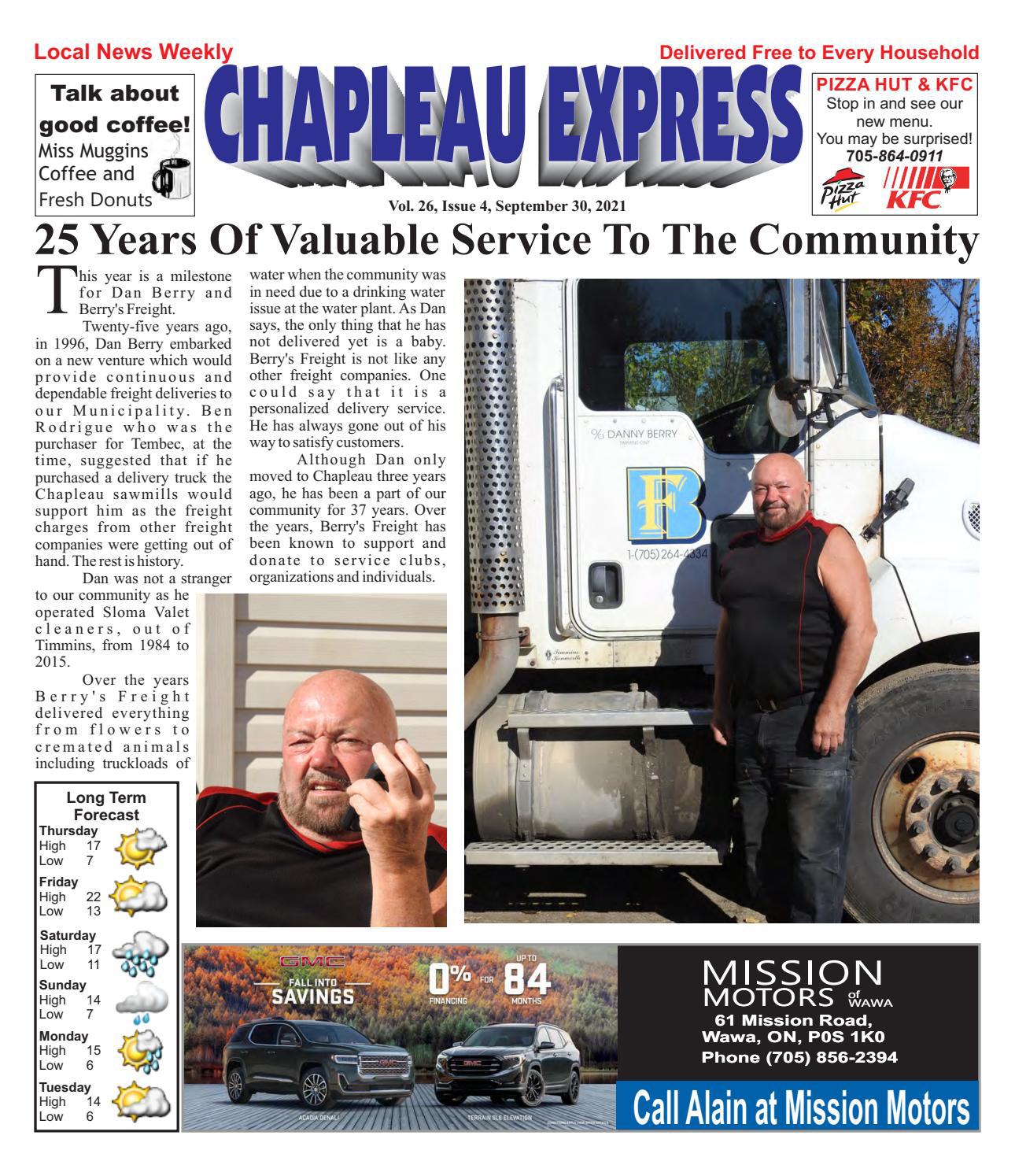 09302021 September 30 2021 by The Chapleau Express Issuu