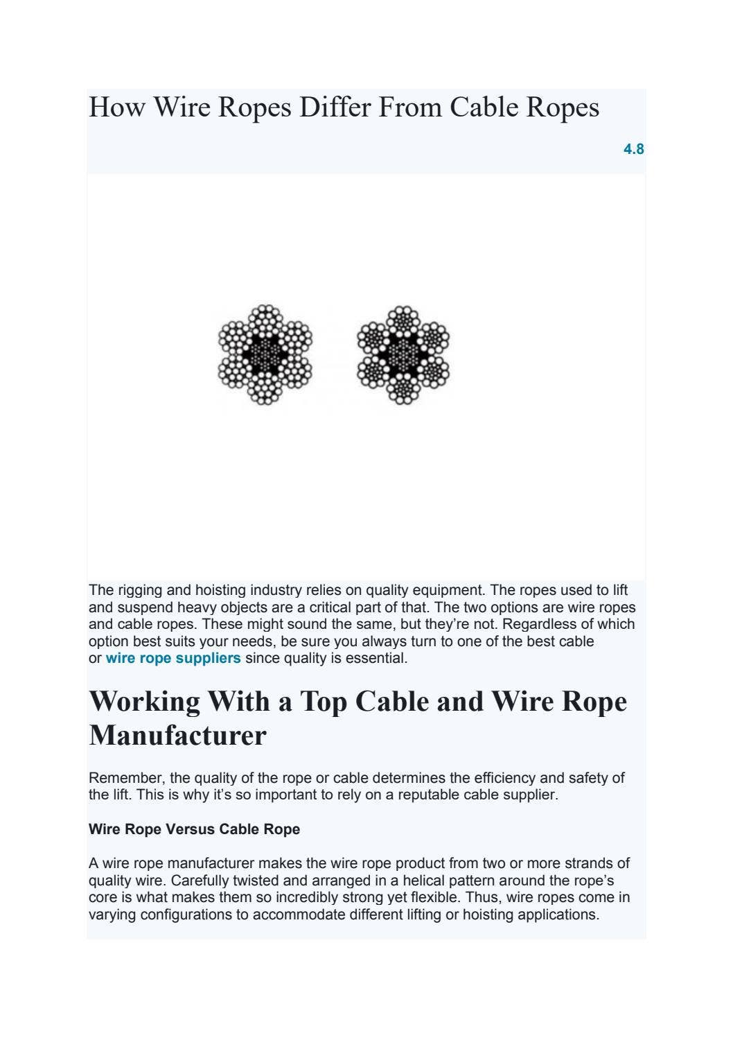 How Wire Ropes Differ From Cable Ropes by Murphy Industrial Products ...