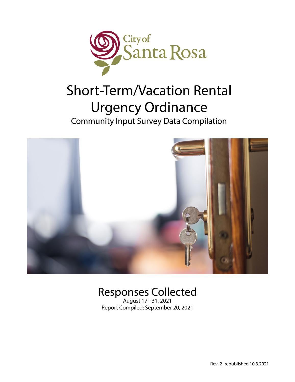 Short Term Vacation Rental Urgency Ordinance Community Input Survey 